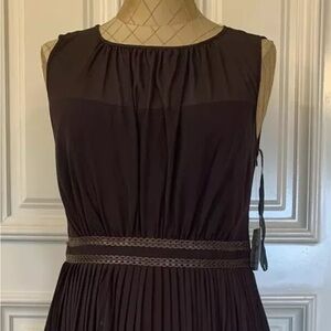 Elegant Brown Pleated Dress